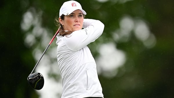 Kildare , Ireland - 4 July 2025; Aine Donegan of Ireland watches her tee shot on the 18th hole during day two of the 2025 KPMG Women’s Irish Open Golf Championship at Carton House Golf Club in Maynooth, Kildare. (Photo By Seb Daly/Sportsfile via Getty Ima