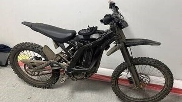 An image of an electric motorcyle seized in Blanchardstown