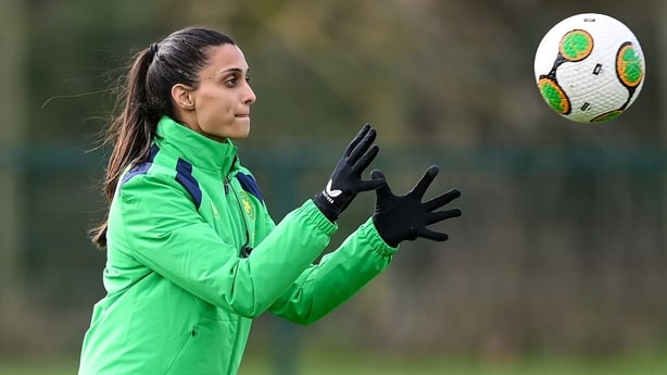 Performance analyst Jasmine Mander during a Republic of Ireland women training session at the FAI National Training Centre in Abbotstown, Dublin