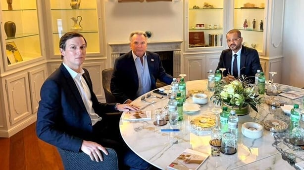 GENEVA, SWITZERLAND â" FEBRUARY 26: (----EDITORIAL USE ONLY - MANDATORY CREDIT - 'UMMAN FOREIGN MINISTRY / HANDOUT' - NO MARKETING NO ADVERTISING CAMPAIGNS - DISTRIBUTED AS A SERVICE TO CLIENTS----) U.S. President Donald Trump's Special Representative for the Middle East Steve Witkoff (C) and U.S. P