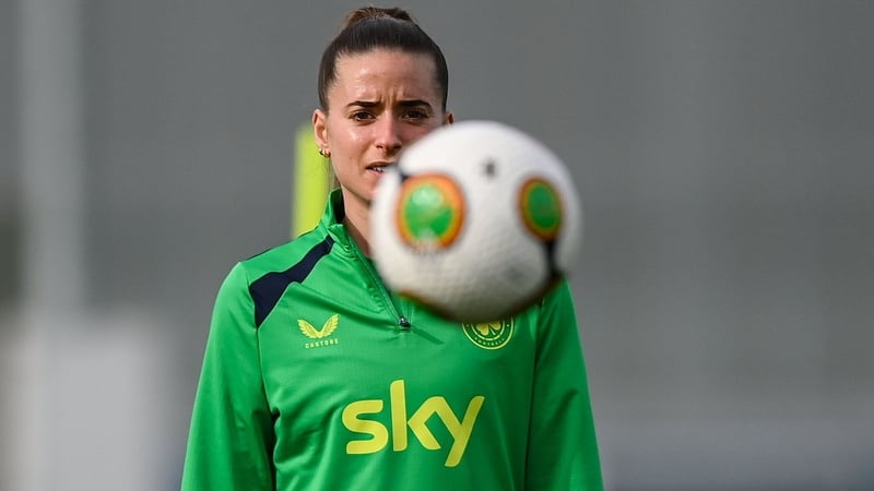 Chloe Mustaki during a Republic of Ireland women training session at the FAI National Training Centre in Abbotstown, Dublin