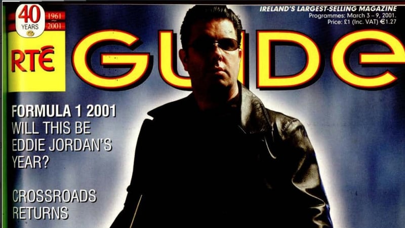 Gerry Ryan against RTE Guide masthead