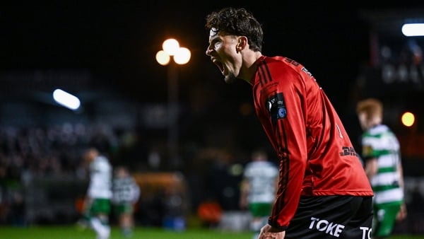 Connor Parsons celebrates his goal for Bohemians against Shamrock Rovers