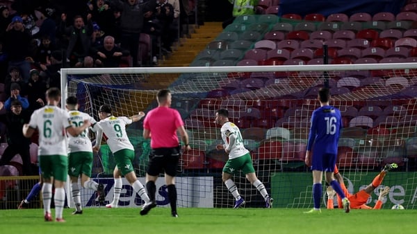 Cork City striker Seani Maguire wheels away after scoring against Bray Wanderers