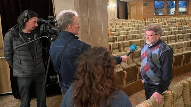 Ihor Tulusov, director of the Kharkiv National Academic Opera and Ballet Theatre being interviewed by RTÉ News