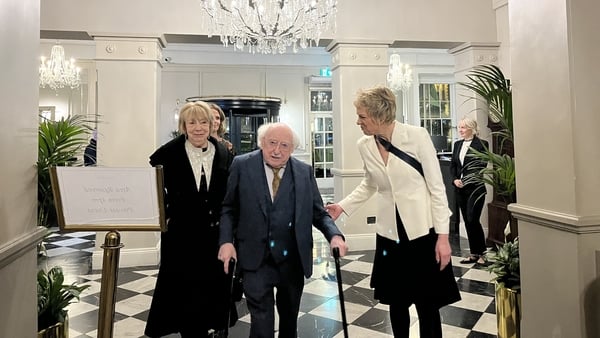 Michael D Higgins, Sabina Higgins and Labour leader Ivana Bacik arriving at the event