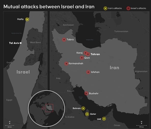 Mutual attacks between Israel and Iran on 28 February