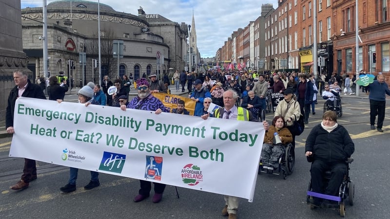 A protest in Dublin for the introduction of an emergency disability payment (Pic: Ailbhe Conneely)