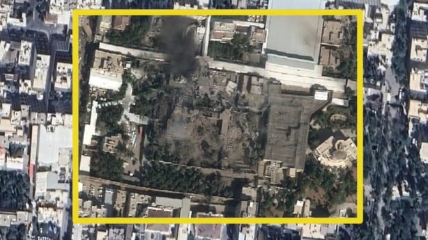 A satellite image of Ayatollah Ali Khamenei's compound after strikes