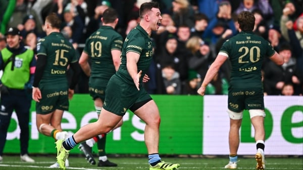 Connacht's Matthew Victory celebrates his side's late try to snatch victory at home to league leaders Glasgow Warriors