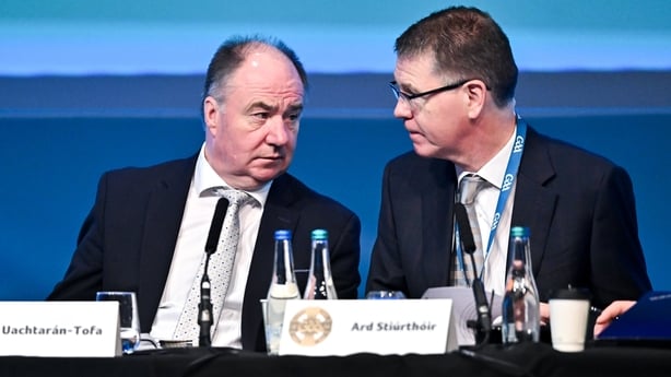 GAA president-elect Derek Kent, left, with director general Tom Ryan during the 2026 GAA Congress