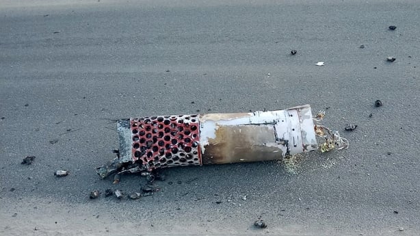 Debris from a downed missile launched by Iran and intercepted by defense systems over Doha, Qatar