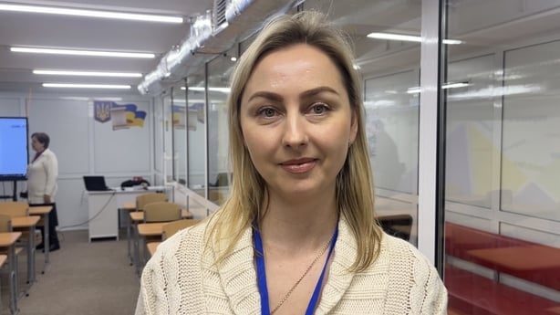 Kateryna Chyryk, an English-language teacher at one of Kharkiv's 21 underground schools