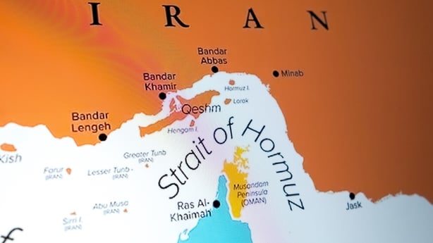 A map shows the Strait of Hormuz on a laptop computer screen in this photo illustration taken in Athens, Greece, on March 1, 2026. (Photo by Nikolas Kokovlis/NurPhoto via Getty Images)