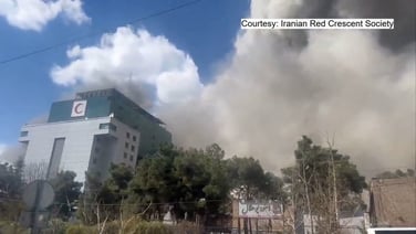Plume of smoke rises near Red Crescent building as Israel launches attacks on Tehran