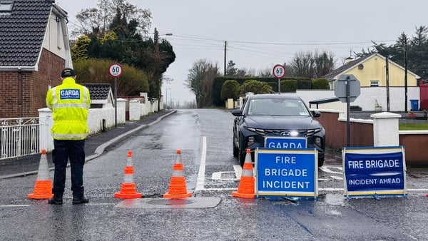 Gardái at the scene of a fatal road traffic incident near Ballina, Co Mayo RTE