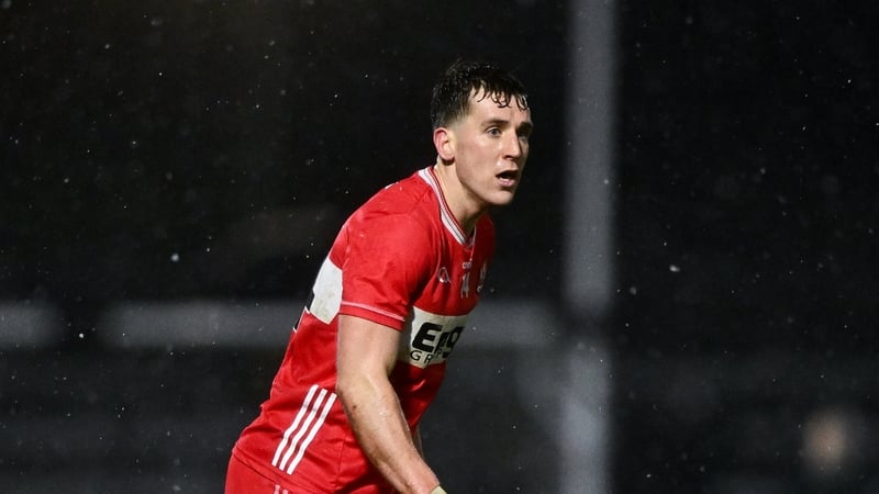 14 February 2026; Shane McGuigan of Derry during the Allianz Football League Division 2 match between Kildare and Derry at Cedral St Conleth's Park in Newbridge, Kildare. Photo by Ben McShane/Sportsfile