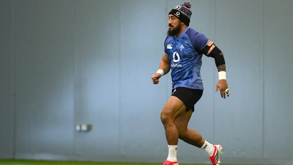 17 February 2026; Bundee Aki during an Ireland Rugby squad training session at the IRFU High Performance Centre in Dublin. Photo by Brendan Moran/Sportsfile
