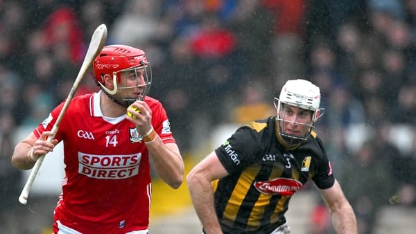 Brian Hayes of Cork is tackled by Mikey Carey of Kilkenny during the Allianz Hurling League Division 1A match between Kilkenny and Cork at UPMC Nowlan Park in Kilkenny.