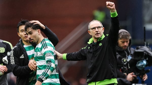 Celtic manager Martin O'Neill at full time during a William Hill Premiership match between Rangers and Celtic at Ibrox Stadium, on March 01, 2026, in Glasgow, Scotland.