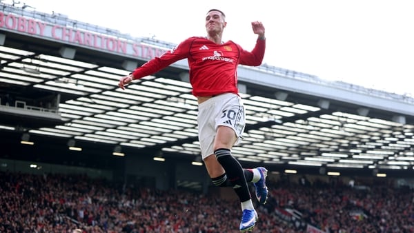Benjamin Sesko of Manchester United celebrates scoring his team's second goal during the Premier League match between Manchester United and Crystal Palace at Old Trafford on March 1, 2026 in Manchester, England.