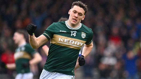 David Clifford celebrates his second-half goal for Kerry against Monaghan