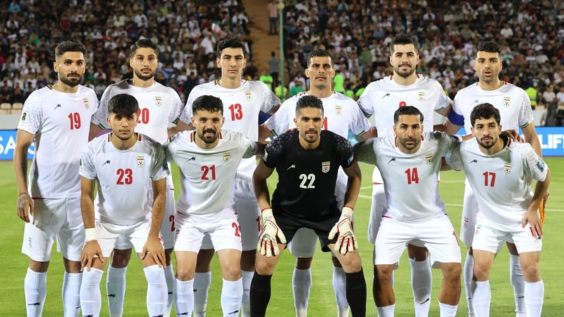 Iran's players pose for a team picture ahead of the FIFA World Cup 2026 Asia zone qualifiers group A football match between Iran and the North Korea at the Azadi Sports Complex in Tehran on June 10, 2025. (Photo by ATTA KENARE / AFP)