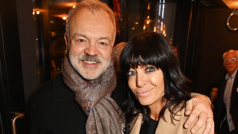 Graham Norton and Claudia Winkleman attend the Gala Opening of David Hockney: Bigger & Closer (not smaller & further away) at Lightroom on 21 February, 2023 in London (Photo by Dave Benett/Getty Images)