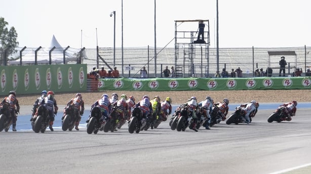 Marc Marquez of Spain leading the field during the sprint/qualifying at the 2026 Thailand MotoGP 