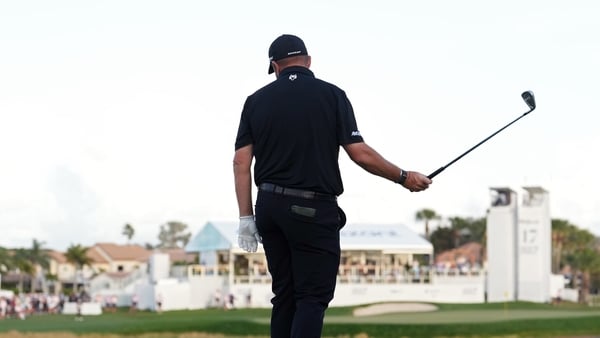 PALM BEACH GARDENS, FLORIDA - MARCH 01: Shane Lowry of Ireland reacts after playing his shot from the 17th tee during the final round of the Cognizant Classic 2026 at PGA National Resort And Spa on March 01, 2026 in Palm Beach Gardens, Florida. (Photo by