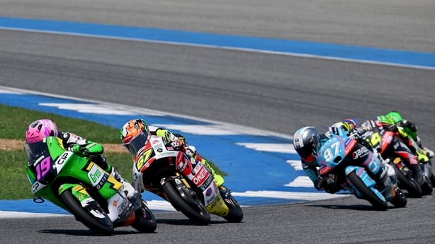  Casey O'Gorman (in second) during the Thailand Moto3 race in 2026