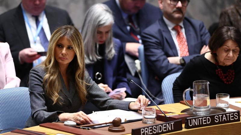 US First Lady Melania Trump chairs a meeting of the United Nations Security Council