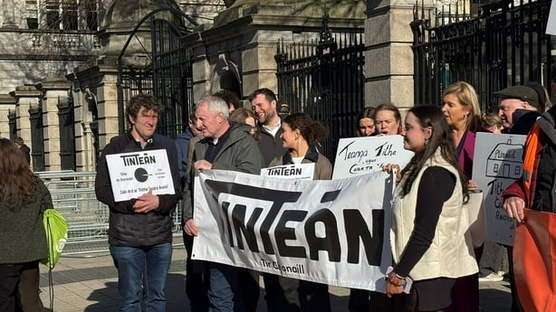 Protesters from Gaeltacht housing campaign groups took part in a rally outside Leinster House this afternoon