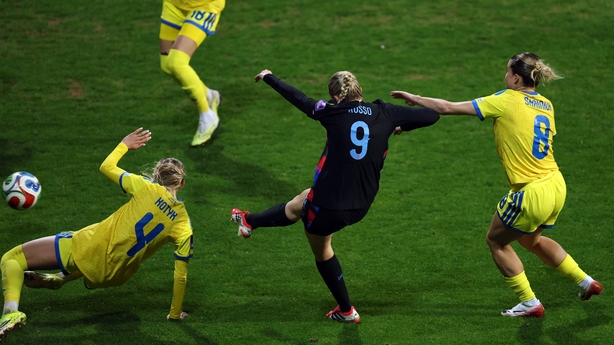 ANTALYA, TURKEY - MARCH 03: Alessia Russo of England scores her team's first goal during the 2027 FIFA Women's World Cup Qualifier between Ukraine and England at Mardan Sports Complex on March 03, 2026 in Antalya, Turkey. (Photo by Naomi Baker - The FA/The FA via Getty Images)