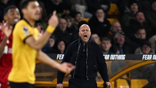 WOLVERHAMPTON, ENGLAND - MARCH 03: (THE SUN OUT, THE SUN ON SUNDAY OUT) Arne Slot, Manager of Liverpool, reacts during the Premier League match between Wolverhampton Wanderers and Liverpool at Molineux on March 03, 2026 in Wolverhampton, England. (Photo b