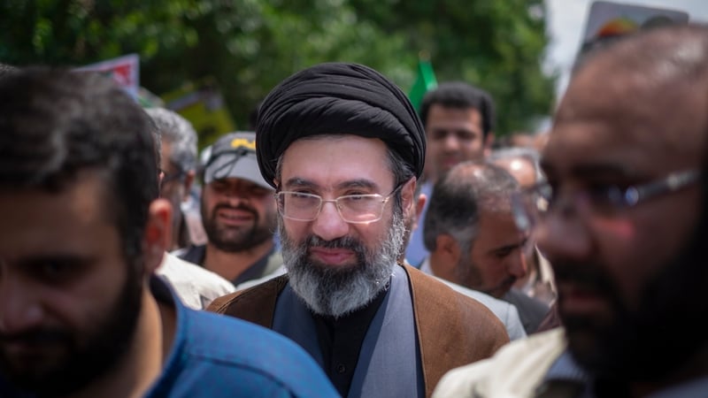 May 31, 2019 file photo shows, Son of Irans Supreme Leader Ayatollah Ali Khamenei, Mojtaba Khamenei, attends a demonstration to mark Jerusalem day in Tehran. (Photo by Morteza Nikoubazl/NurPhoto via Getty Images)