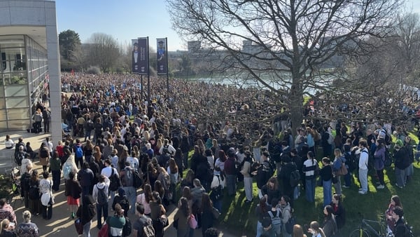 Crowds of people gathered at UCD campus