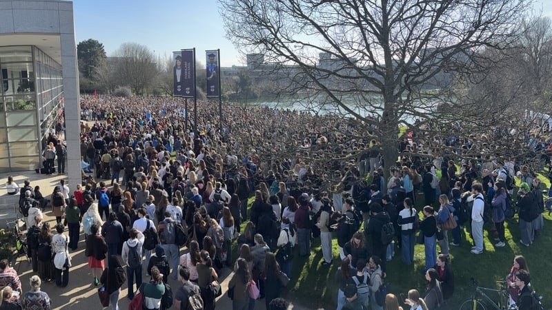 Crowds of people gathered at UCD campus