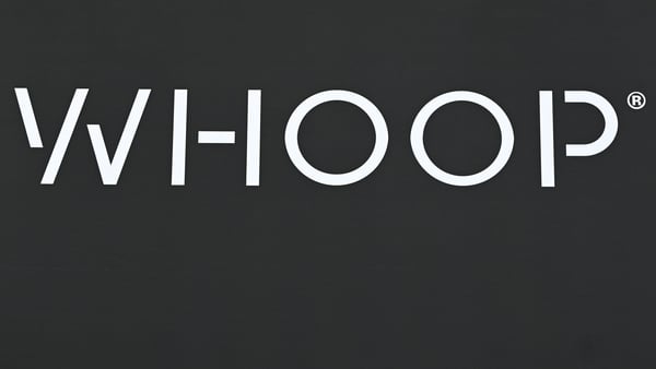 Image of the Whoop logo on a black background