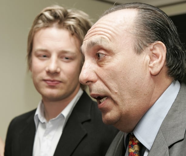 Jamie Oliver (left) with Italian Restaurant winner Gennaro Contaldo (for Passione).