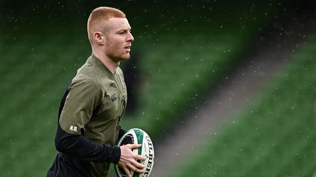 13 February 2026; Nathan Doak during an Ireland Rugby captain's run at the Aviva Stadium in Dublin. Photo by Seb Daly/Sportsfile