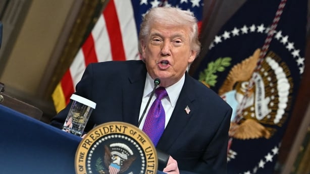 US President Donald Trump speaking during an event at the White House