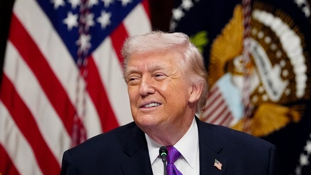 US President Donald Trump during a roundtable on a ratepayer protection pledge in the Indian Treaty Room of the Eisenhower Executive Office Building at the White House in Washington, DC, US, on Wednesday, March 4, 2026. Trump has summoned tech leaders to the White House to sign pledges committing th
