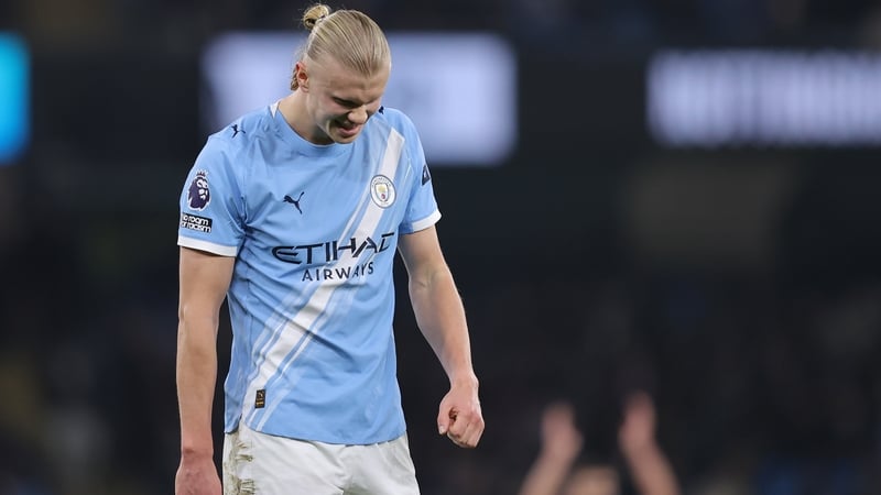 Erling Braut Haaland of Manchester City looks dejected during the Premier League match between Manchester City and Nottingham Forest at Etihad Stadium on March 04, 2026 in Manchester, England.