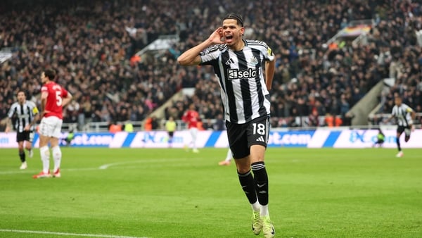 William Osula of Newcastle United celebrates scoring his team's second goal during the Premier League match between Newcastle United and Manchester United at St James' Park on March 04, 2026 in Newcastle upon Tyne, England.