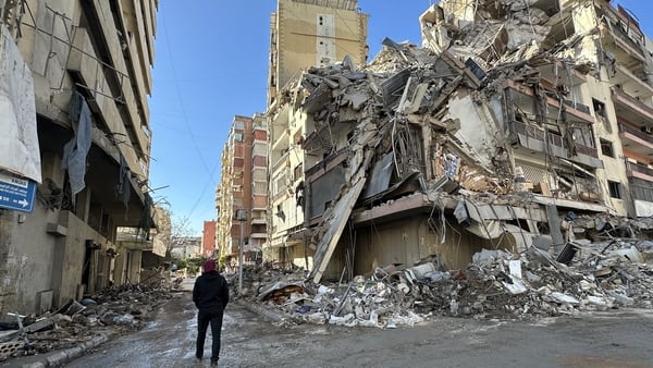 A view of destruction after the Israeli military launches airstrikes on the Dahieh district in Beirut, Lebanon