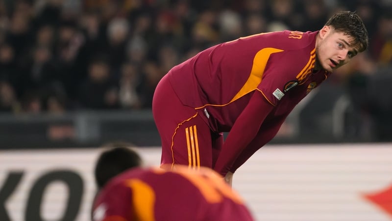Evan Ferguson of AS Roma reacts during the UEFA Europa League 2025/2026 football match between AS Roma and Vfb Stuttgart at Stadio Olimpico. Rome (Italy), January 22nd, 2026