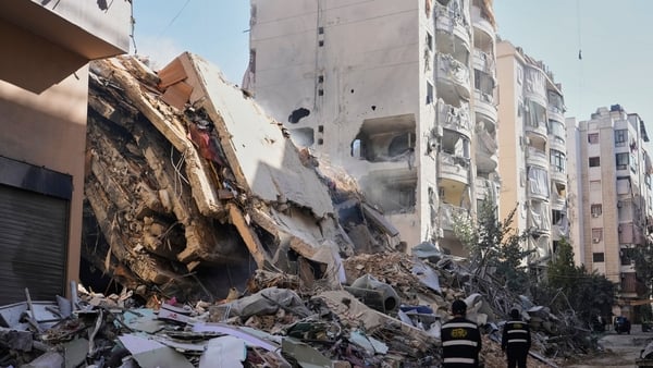 A building destroyed by an Israeli airstrike in the Lebanese capital, Beirut