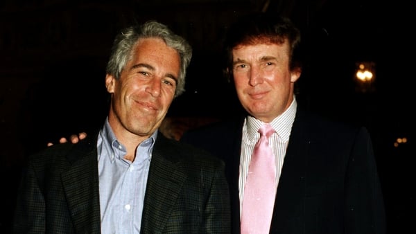 Jeffrey Epstein stands on the left with Donald Trump as they were pictured at Mar-a-Lago in 1997