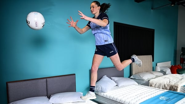 5 March 2026; Dublin ladies footballer Hannah McGinnis poses for a portrait at DFI Beds in Newry as DFI Beds announce the Dublin star as the new LGFA sleep ambassador. Photo by Ben McShane/Sportsfile *** NO REPRODUCTION FEE ***